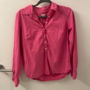 J. Crew: 3/4 Button-Down Oxford Blouse in Pink/Coral; Size: Medium